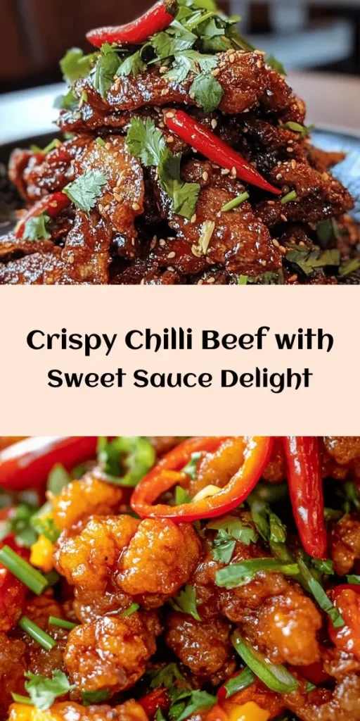 Indulge in this Crispy Chilli Beef with Sweet Chilli! This flavorful dish features tender slices of beef flank steak coated in a crunchy batter and tossed in a delicious sauce with garlic, ginger, and fresh veggies. Perfect for a family meal or a quick weeknight dinner, it’s sure to impress. Garnished with coriander and spring onions, it not only looks great but tastes incredible too! Try it today for a spicy, satisfying treat!