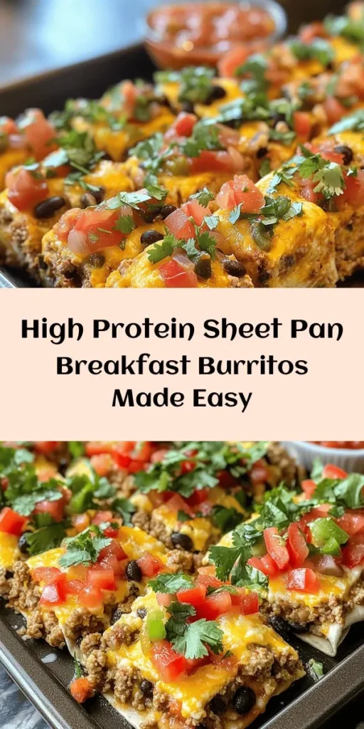 Start your morning off right with these macro-friendly, high-protein sheet pan breakfast burritos! Packed with scrambled eggs, turkey sausage, black beans, and colorful bell peppers, this recipe is not only delicious but also easy to make. Just bake, slice, and roll your favorite filling into whole wheat tortillas for a filling breakfast that's perfect for meal prep. Enjoy with fresh cilantro and your choice of salsa or hot sauce for a tasty twist!