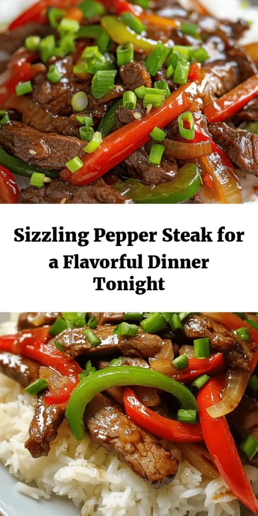 Try this mouthwatering Sizzling Pepper Steak Delight for a quick and flavorful meal! Tender flank steak marinated in soy sauce and cornstarch is stir-fried with vibrant bell peppers, onions, garlic, and ginger for a deliciously spicy kick. Finished with oyster sauce and served over fluffy white rice, it's perfect for dinner any night of the week. Enjoy a plateful of this easy recipe that serves four and brings restaurant-quality flavors right to your home!
