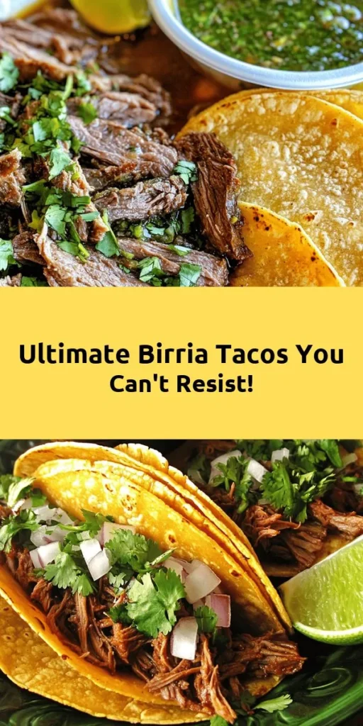 Discover the mouthwatering flavors of my favorite Birria Tacos! This delicious recipe features tender beef chuck roast and bone-in short ribs simmered in a rich sauce made from toasted chiles, garlic, and spices. Serve these tacos with warm corn tortillas topped with onions and cilantro, along with a side of dipping broth, lime wedges, and salsa roja. Perfect for taco night or any gathering, this dish is a crowd-pleaser that will have everyone coming back for seconds!