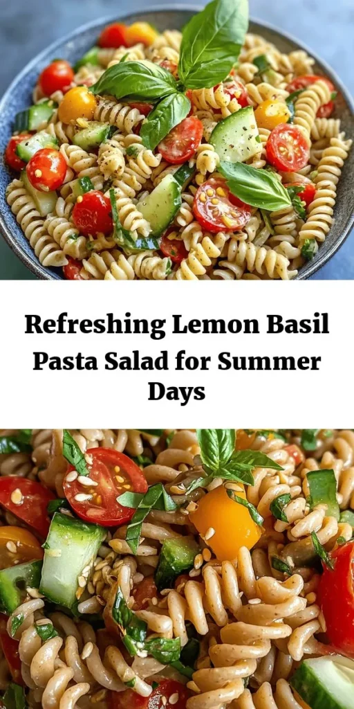 Brighten your summer meals with this refreshing Lemon Basil Pasta Salad! Made with whole wheat pasta, juicy cherry tomatoes, crunchy cucumbers, and vibrant red bell peppers, it’s a perfect side or main dish. Toss everything in a zesty lemon basil dressing for a burst of flavor. Perfect for picnics or meal prep, this pasta salad is easy to make, packed with nutrients, and sure to impress. Chill, serve, and enjoy the taste of summer in every bite!