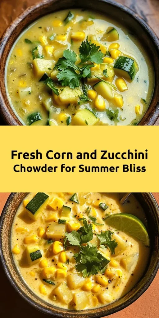 Dive into summer with this delicious Summer Corn and Zucchini Chowder! Fresh corn and zucchini meld beautifully in a creamy broth, perfect for warm days. This easy recipe combines vibrant veggies, garlic, and potatoes to create a comforting dish that's sure to impress. Whether you go with heavy cream or coconut milk for a dairy-free twist, this chowder is a bowl of sunshine. Garnish with cilantro for that extra pop of flavor. Enjoy it as a light lunch or a tasty dinner!